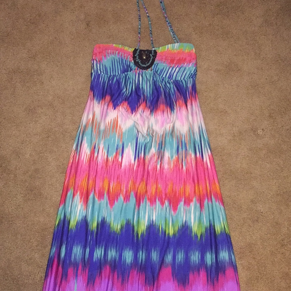 Tie dye boho halter dress sz M